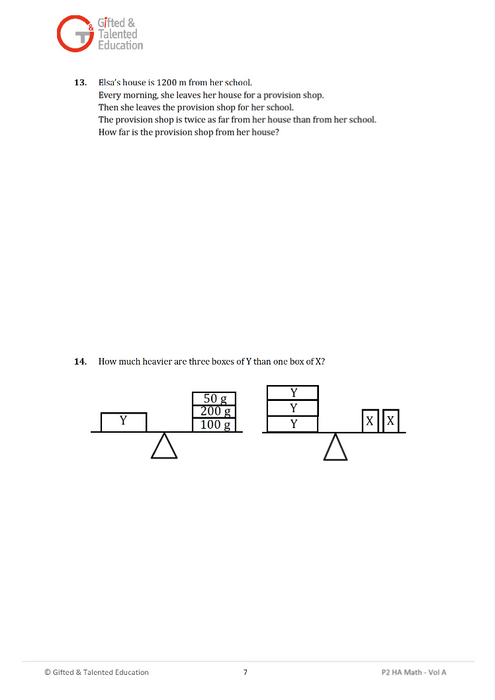 Primary 2 High-Ability Singapore Math Volume A