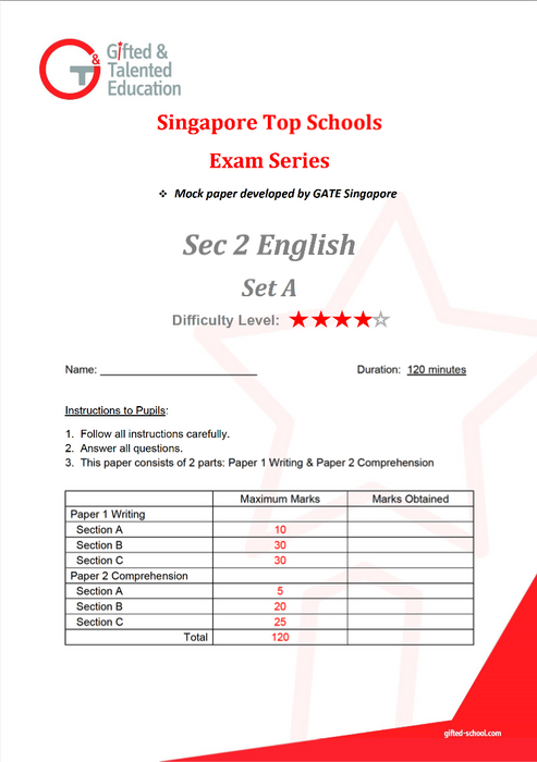 Secondary 2 English Exam Set A