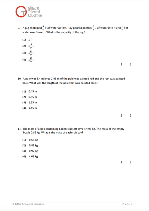 P4 Math Exam Set A