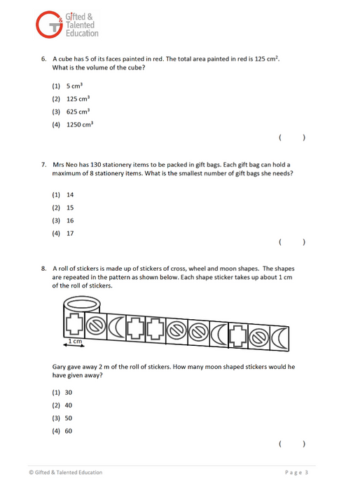 P6 Math Exam Set A