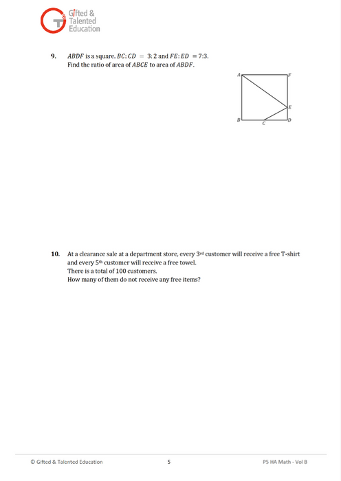 Primary 5 High-Ability Singapore Math Volume B