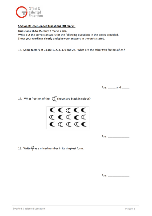 P4 Math Exam Set A