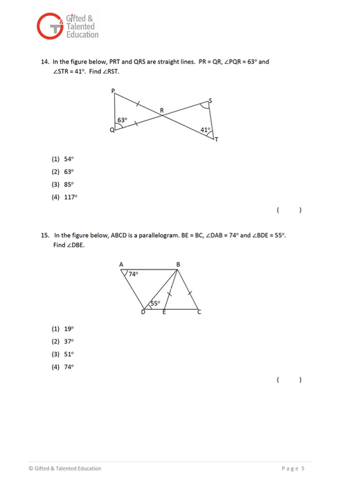 P5 Math Exam Set A