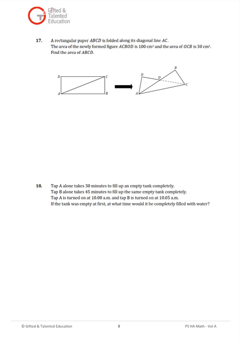 Primary 5 High-Ability Singapore Math Volume A