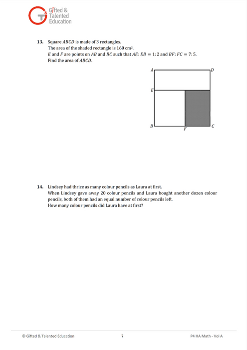 Primary 4 High-Ability Singapore Math Volume A