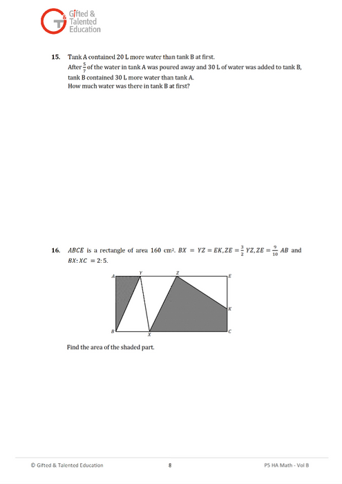 Primary 5 High-Ability Singapore Math Volume B