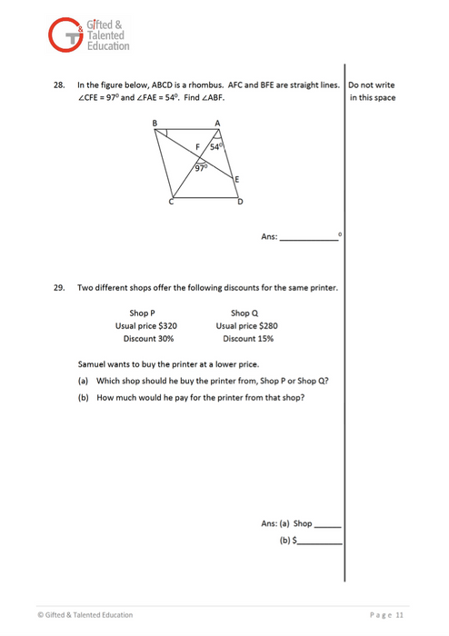 P5 Math Exam Set A