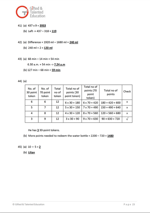 P3 Math Exam Set A