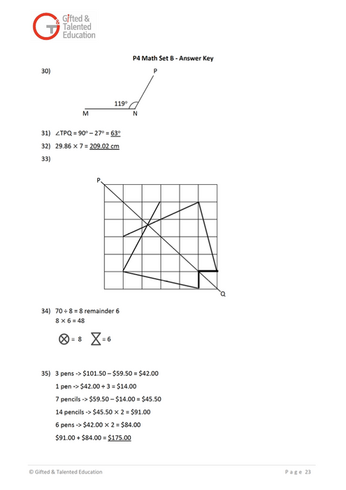 P4 Math Exam Set B