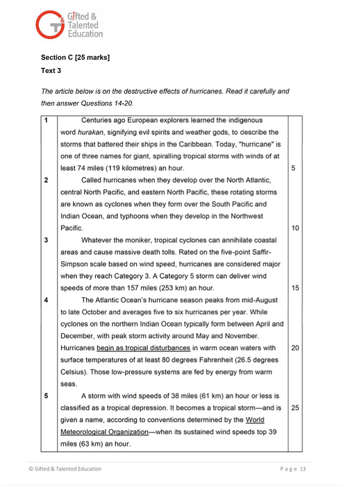 Secondary 1 English Exam Set B