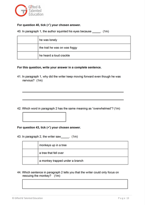 P3 English Exam Set A