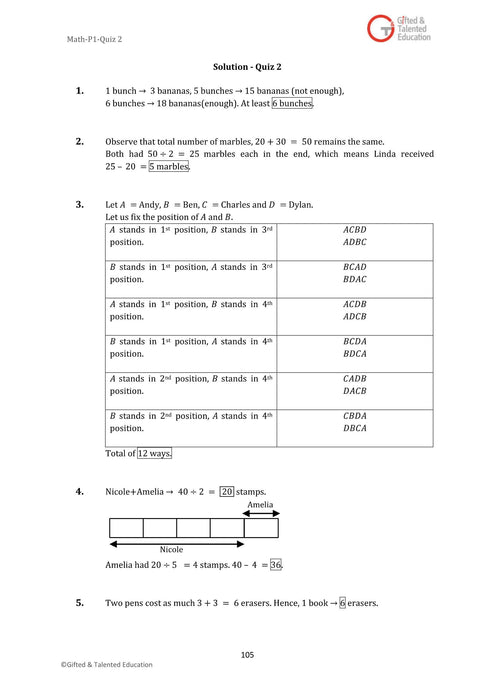 High-Ability Singapore Math Primary 1