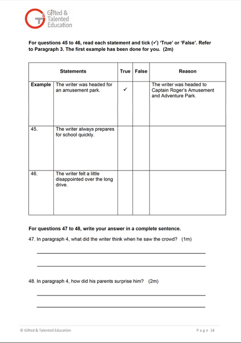 P3 English Exam Set B