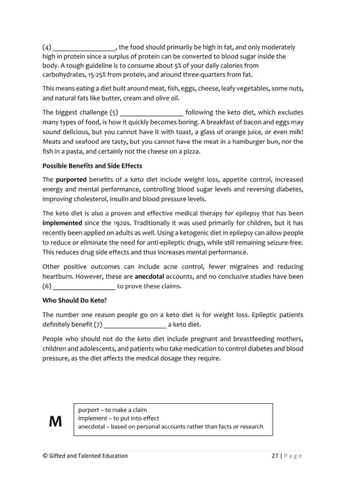 Cloze Passage (Upper Primary)