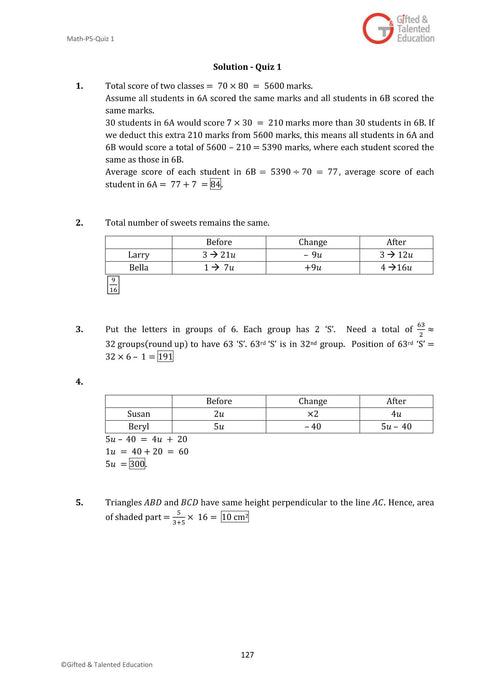 High-Ability Singapore Math Primary 5