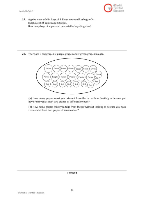 High-Ability Singapore Math Primary 1