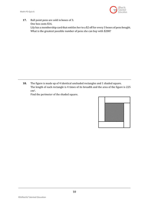 High-Ability Singapore Math Primary 3